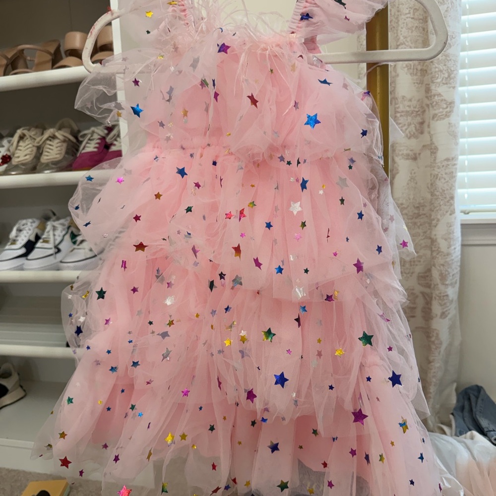 Sparkling Pink Starry Kids Dance Dress